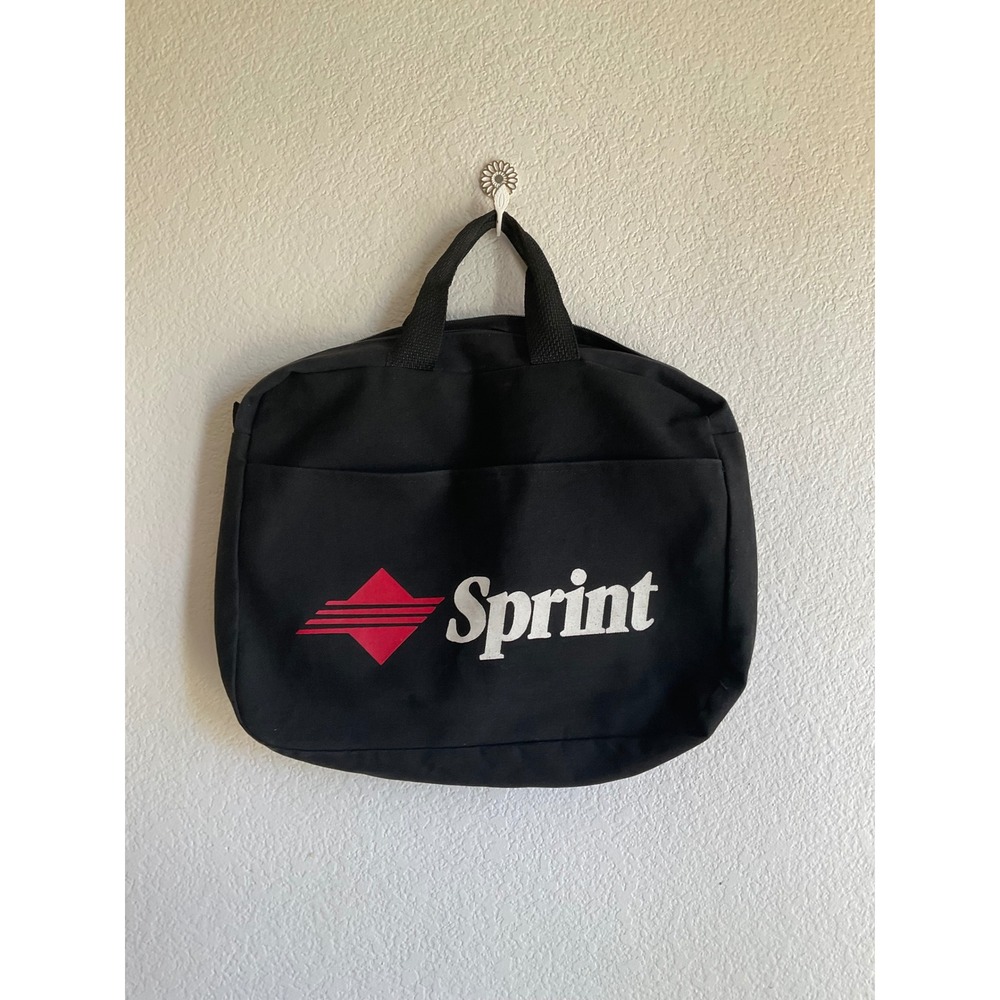 Vintage Sprint Logo Canvas Laptop Bag Briefcase Black Promotional Tech Case